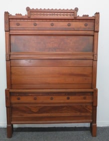 Antique Walnut Victorian High Back Bed