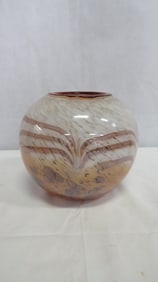 Art Glass Swirl Spatter Vase with Gold Flecks
