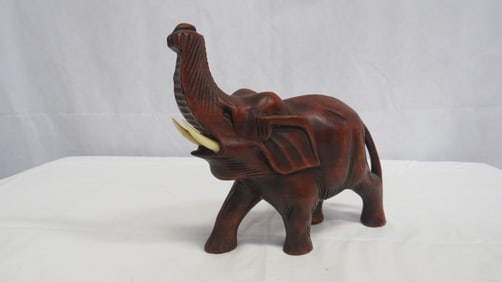 Vintage Carved Wooden Elephant Statue