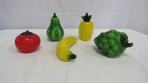 5 Pcs Vintage Murano Blown Glass Fruit