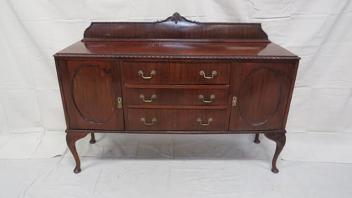 Vintage Mahogany Ropetwist Queen Anne Sideboard