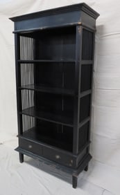 Large Farm House Style Distressed Black Bookcase