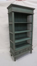 Large Farm House Style Distressed Green Bookcase