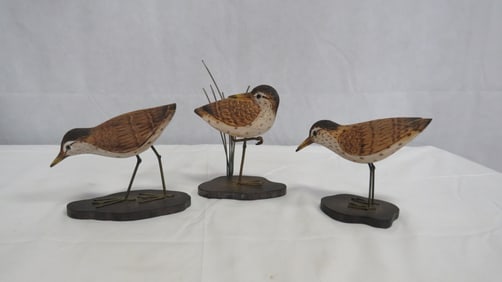 Vintage Set Artisan Carved Sandpiper Shore Birds