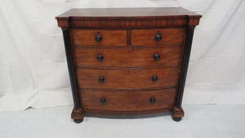 Early 19th C English Bow Front Chest of Drawers