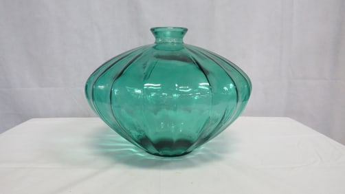 Green Fluted Ellipse Vase