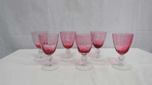 Vintage Cranberry Wine Goblets