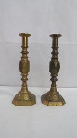 Vintage 12" Push Up Diamond Brass Candleholders