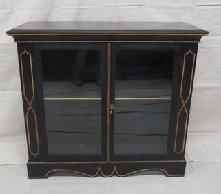 Vintage Black Lacquer Bookcase