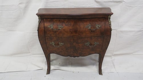 French Burlwood Bombe Cabinet with Brass Ormalu
