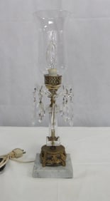 Vintage Italian Marble & Crystal Luster Lamp
