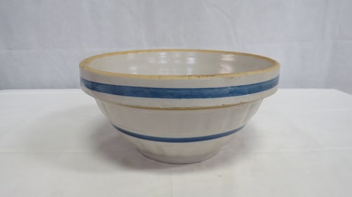 Vintage Blue Stripe Stoneware #10 Mixing Bowl