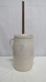 4 Gallon Indian Head Butter Churn Crock & Dasher