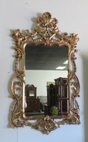 Large Gold Leaf French Ornate Mirror