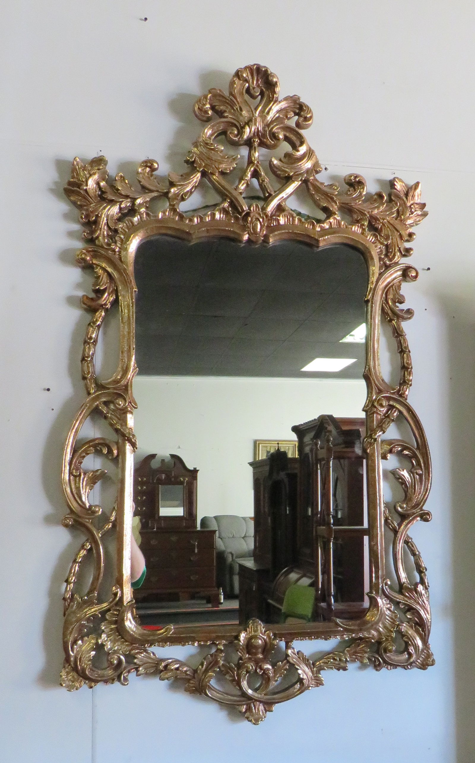 Large Gold Leaf French Ornate Mirror (1 of 4)