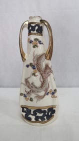 Antique Japanese Satsuma Moriage Dragon Vase