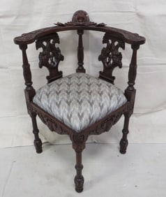Vintage Mahogany Carved Corner Chair