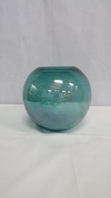 Turquoise Murano Style Art Glass Vase