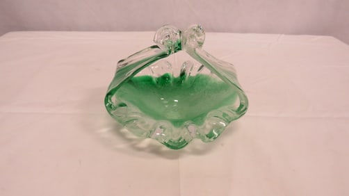 Vintage Studio Art Glass Hand Blown Basket