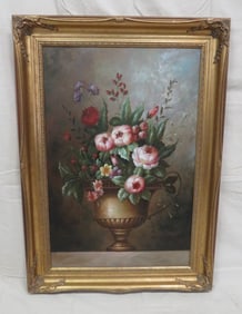 Vintage Large Still Life Oil on Canvas Painting