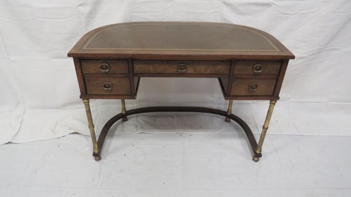 Sligh Burled Walnut and Brass Ladies Writing Desk