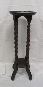 Antique Oak Barley Twist Fern Stand