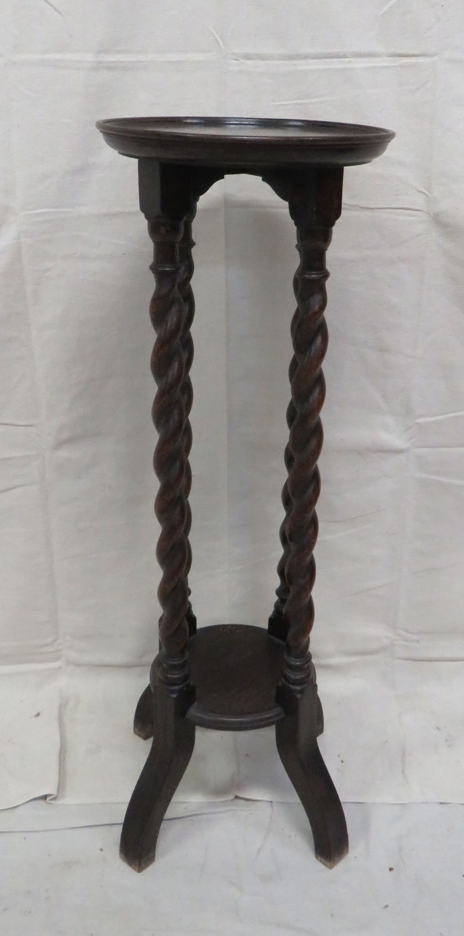 Antique Oak Barley Twist Fern Stand (1 of 3)