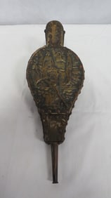 Antique Embossed Brass & Leather Bellows