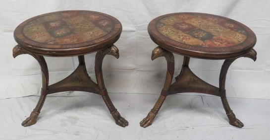 Pair of Eagle Head Side Tables with Paw Foot