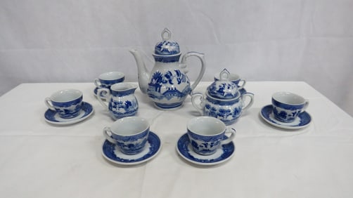 Vintage Ironstone Blue & White Child's Tea Set