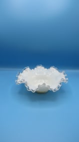 Vintage Fenton Silver Crest Double Crimped Bowl