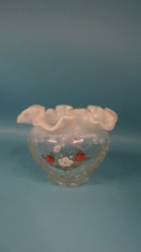 Vintage Fenton Signed Opalescent Rose Bowl