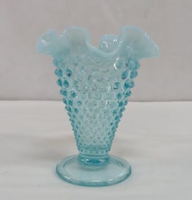 Vintage Fenton Blue Hobnail Opalescent Vase