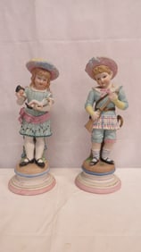 Vintage 16" Bisque Children Statues