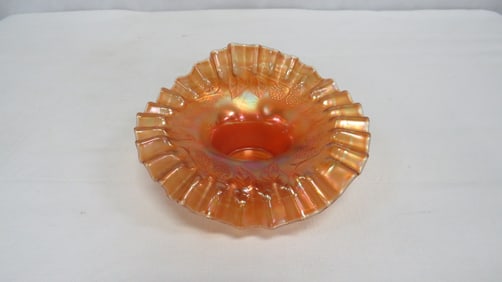 Vintage Carnival Glass Blackberry Crimped Bowl