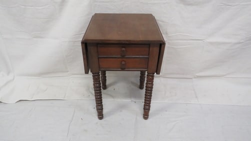 Jenny Lind Style Drop Leaf Two Drawer Table