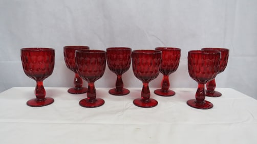 Vintage Fenton Ruby Red Thumbprint Water Goblets