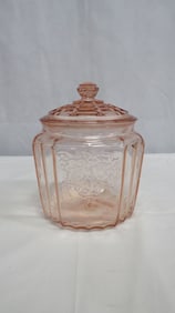 Vintage Pink Depression Glass Cracker Jar