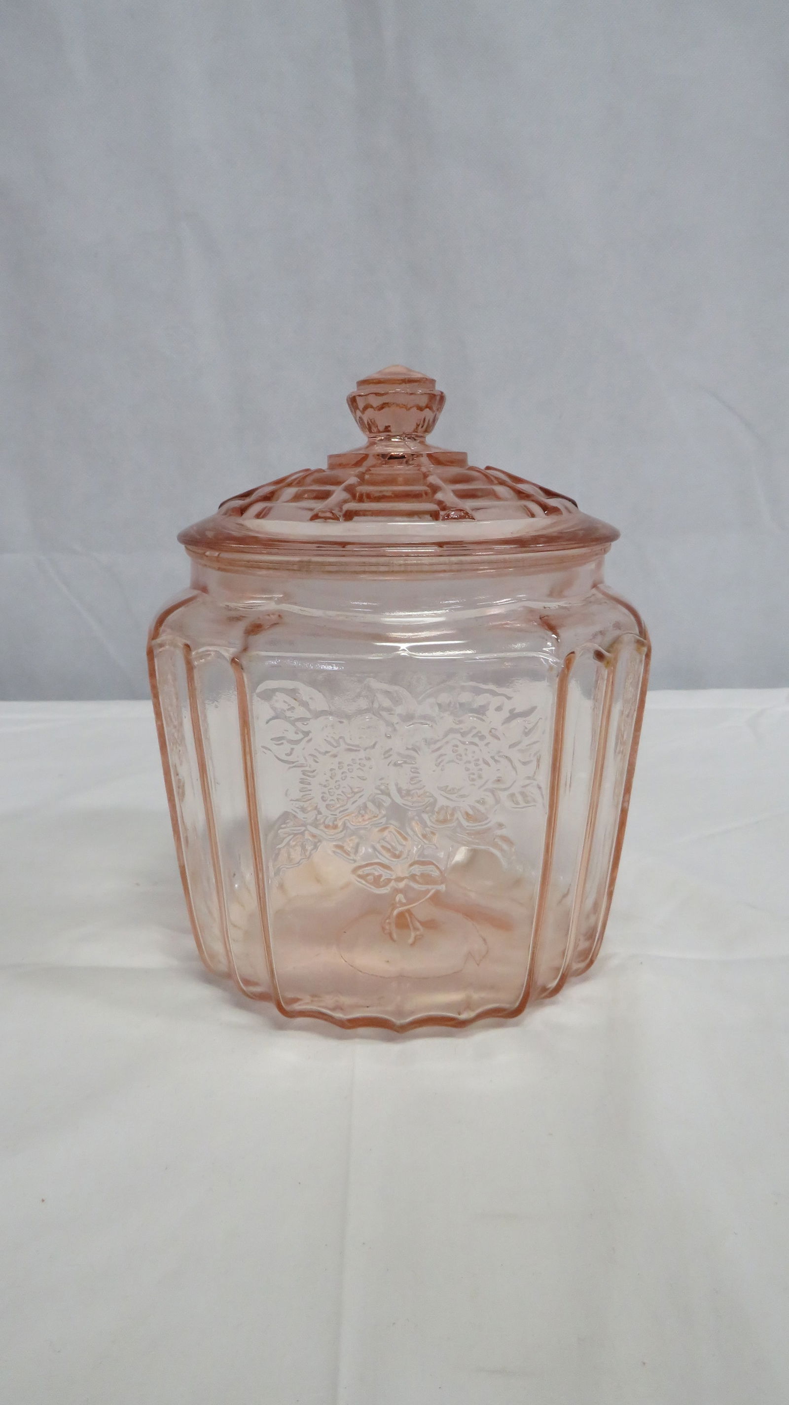 Vintage Pink Depression Glass Cracker Jar (1 of 3)
