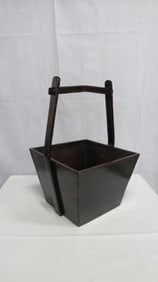Chinese Lacquered Wooden Grain Bucket
