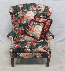Vintage Chippendale Wing Back Chair