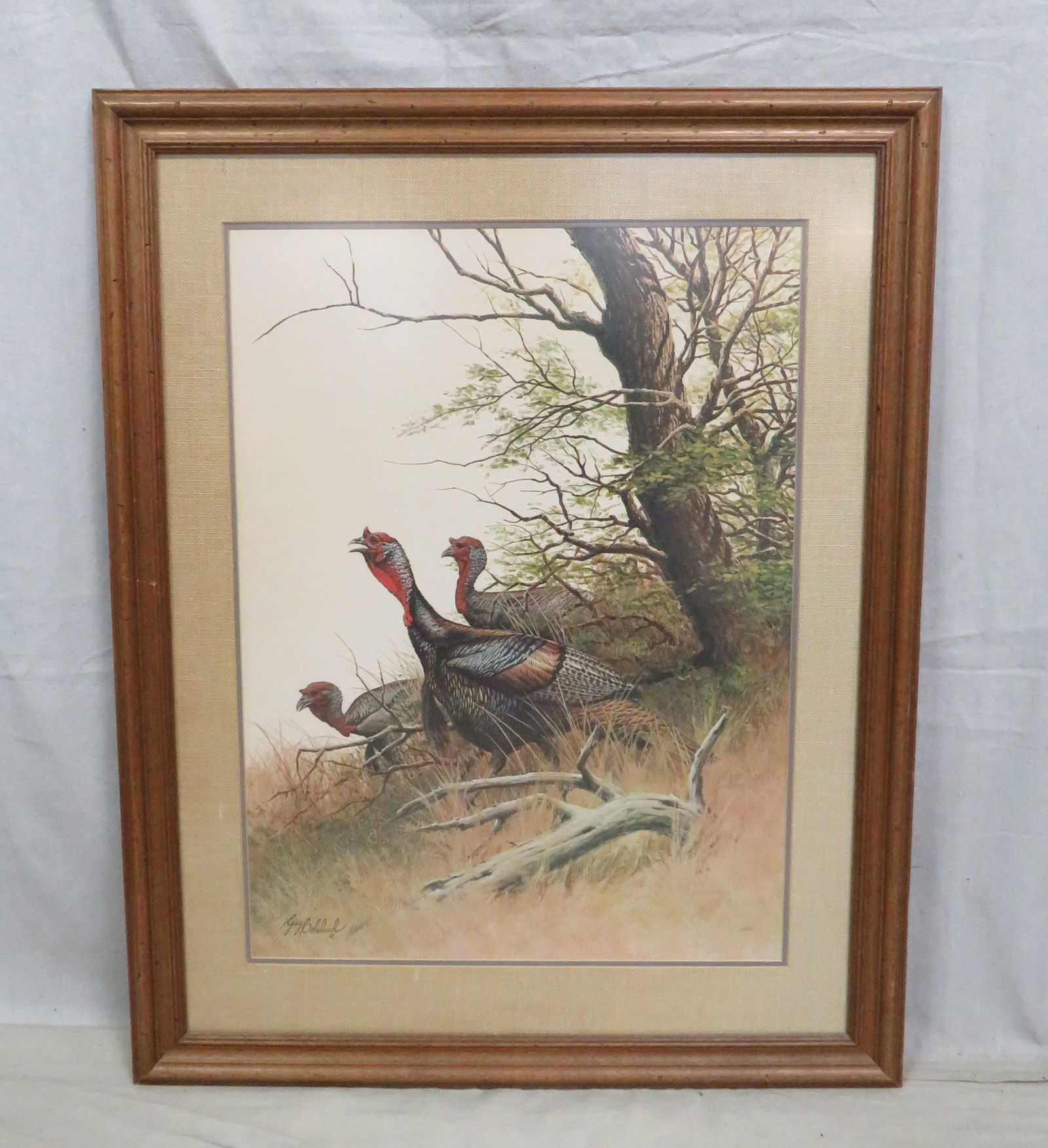 Vintage Guy Coheleach Wild Turkey Print: Vintage Guy Coheleach Wild Turkey Print in good condition. Double artist signed. 43" x 34"
