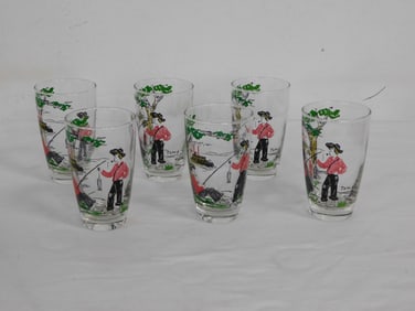 Vintage Libby Tom Sawyer Huck Finn Glasses Set