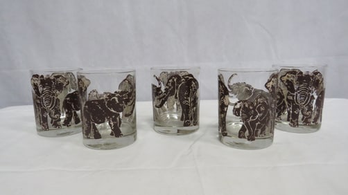 Vtg Tastesetter Safari Elephant Barware Glasses