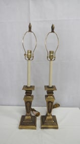 Pair of Vintage Brass Candlestick Lamps
