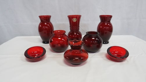 Vintage Ruby Red Glass 8 Pieces