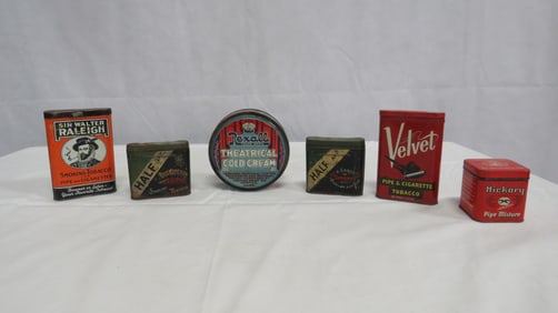 Collection 6 Antique Advertising Tins