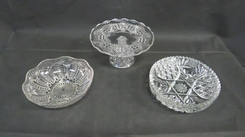 Vintage Pressed Glass Bowls & Cake Pedestal