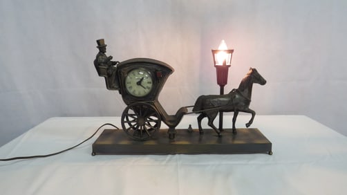 Animated United Metals Horse Carriage Clock