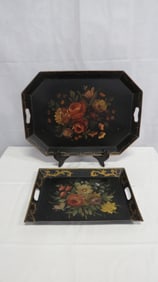 Vintage Handpainted Floral Toleware Trays